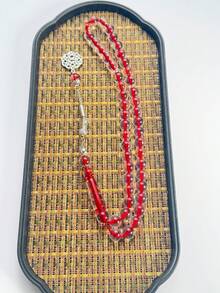 High Transparency Glass Texture 45 Beads Muslim Prayer Beads Tasbih Islamic Prayer String Beads Middle East Vintage Woven Pattern Metal Pendant Portable Religious Gift - Multicolor - View 9