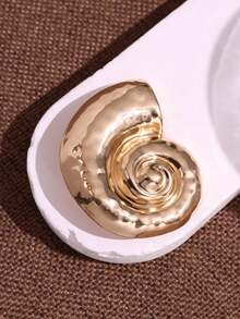 3pcs Minimalist Gold Brooch Set, Conch Shell Asymmetrical Geometric Hollow Pin, Suit Coat Accessory - Gold - View 3