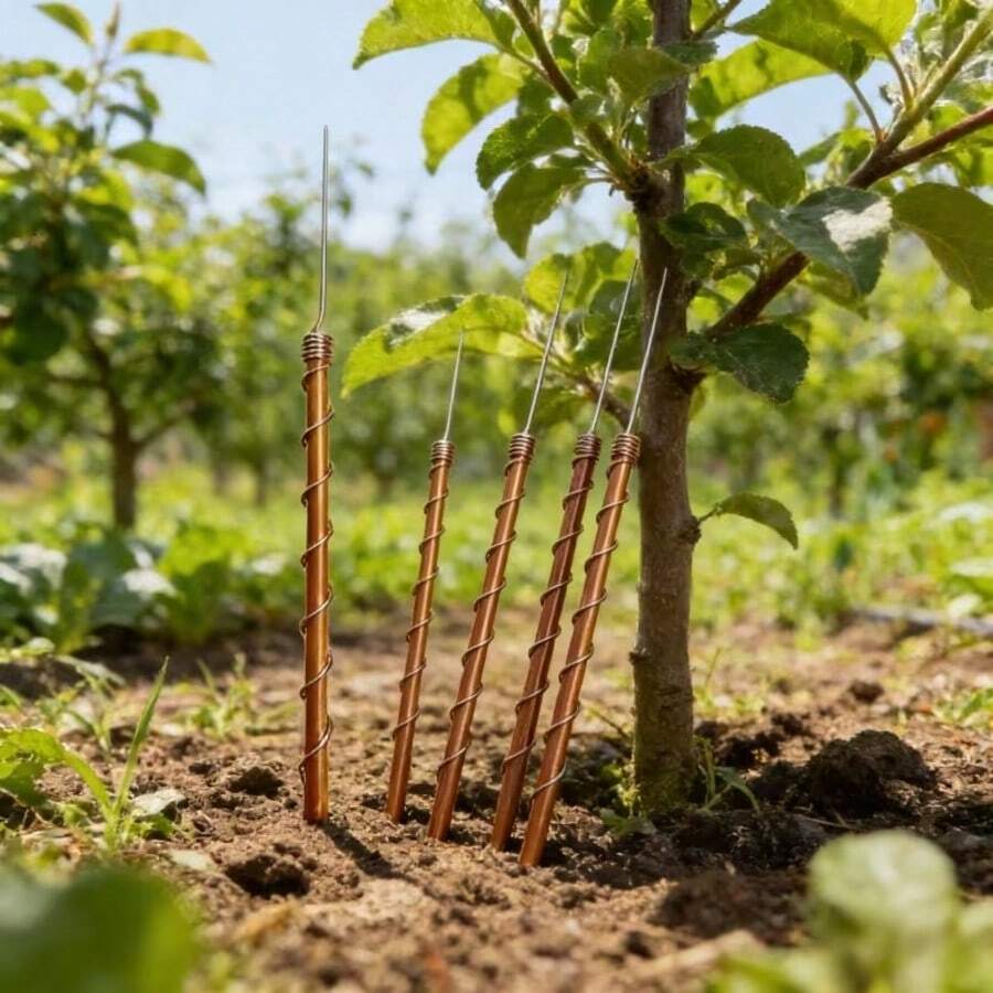 3pcs Garden Plant Stakes, Plant Support Rods, No Electricity Required, Suitable For Gardens, Potted Plants And Vegetable Gardens, Promoting Plant Growth, Good Helpers For The Garden - Rose Gold Straight Copper - View 1