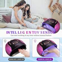 UV LED Nail Lamp, Professional LED Nail Dryer For Gel Nails, Equipped With 57 LED Beads, 4 Timer Settings And Auto-Sensing Function, Fast Drying, Ideal For Home Nail Salons. - White - View 6