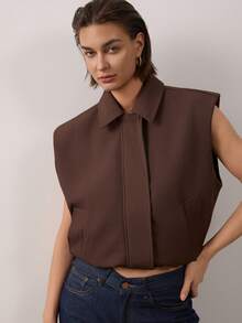 Women's Solid Color Casual Versatile Daily Wear Vest Summer - Brown - View 5