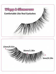 Asiteo 7 Pairs New Cat Eye False Eyelashes, Natural Lengthening Transparent Stem Lashes, Outer Winged Tail To Elongate Eyes, Faux Mink Fur Eyelashes, For Makeup, Halloween - Black - View 5