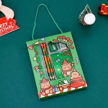 Set Kotak Hadiah Alat Tulis Genggam Natal 6pcs/Set, Kombinasi Pensil, Buku Catatan, dan Penghapus Bergambar Santa Claus dan Manusia Salju, Hadiah Alat Tulis Natal untuk Siswa - MultiWarna - View 6