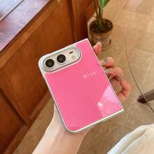 Dopamine Solid Color NICE Letter Foldable Phone Case Compatible With IPhone Duo Anti-Drop Split Folding Phone Case Can Be Used As Birthday Gift Holiday Gift - Pink - View 4