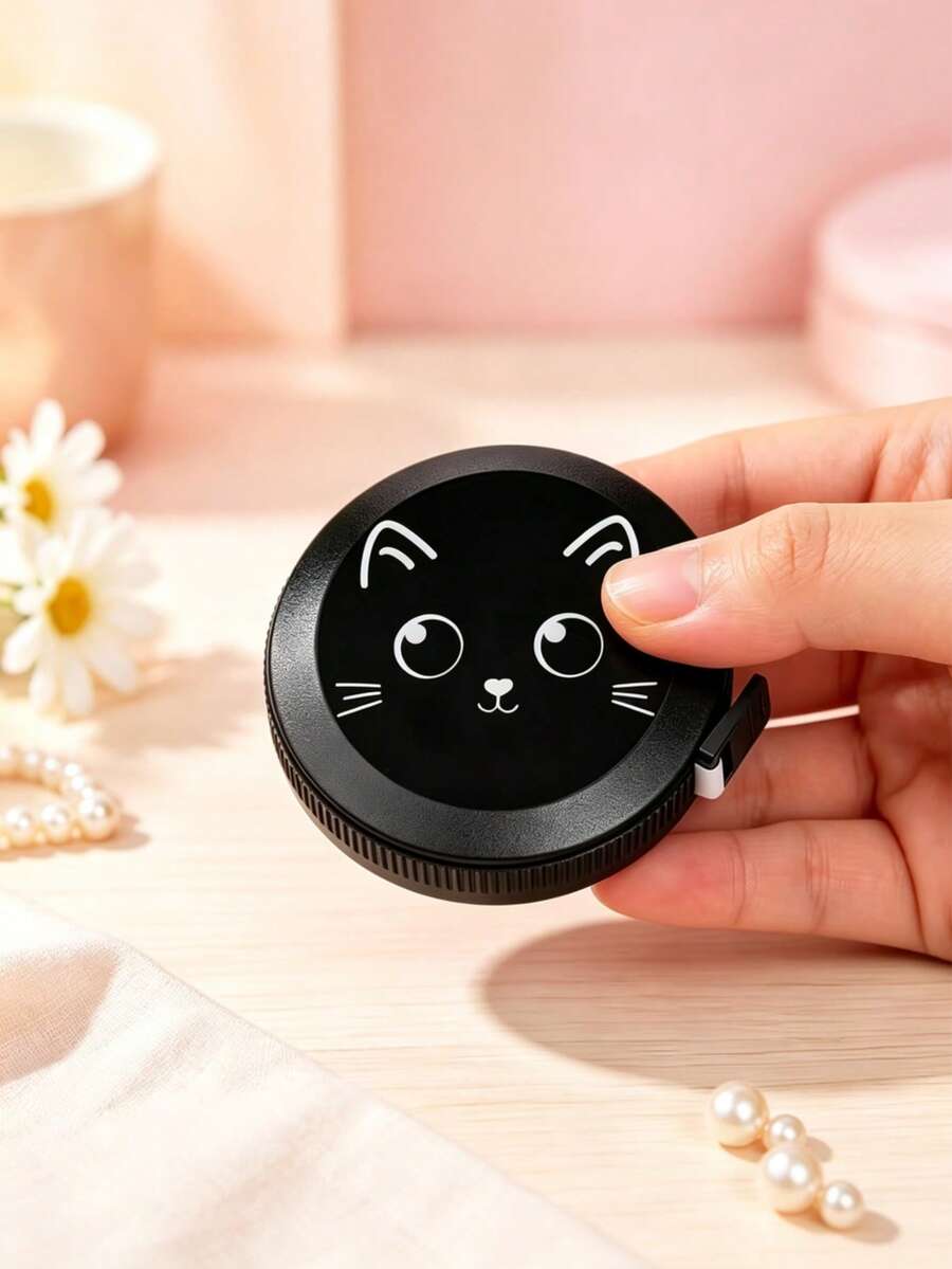 Cute Cat Mini Telescopic Measuring Tape, 59.06 Inches, Double-Sided Metric And Imperial, Soft Sewing Tape - Cute Cat Mini Retractable Tape Measure - View 1