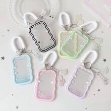 1pc Angel Wings Acrylic 3 Inch Card Holder, Idol Photo Card Display Sleeve For Girls, Student Photo Frame Protector - Rectangle - View 1