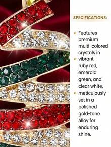 1-2pcs European Luxury Rhinestone Christmas Tree Brooch, Wavy Layered Five-Pointed Star Tree Design Exquisite Pin, Sparkling Rhinestone Craftsmanship, Can Decorate Sweaters, Coats, Handbags, Christmas Holiday Atmosphere Outfit Accessory, Suitable As Christmas Gift For Friends And Family, Party Gathering Holiday Decoration Jewelry - Multicolor - View 8
