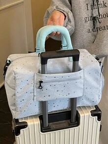 Starry Print Large Capacity Handheld Travel Bag, Thickened Sponge Handle With Adjustable Detachable Crossbody Shoulder Strap, Independent Side Shoe Compartment With Multiple Dry/Wet Separation Storage, Suitable For Women's Short Trips, Fitness Storage, Student Dorm, Short Business Trips, Weekend Getaways Portable Luggage Bag - Multicolor - View 12