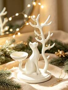 Cat And Tree Jewelry Organizer Stand, Living Room Desktop Organizer And Home Decor, Small Item Storage And Organization Accessory, Multi-Purpose Desktop Decoration, Suitable For Jewelry, Keys,Storage, Suitable For Placing Small Things, Home Decor - Multicolor - View 1