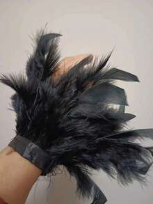 1pc Women's Snap Feather Bracelet, Natural Fluffy Feather Cuff, Elegant Charming Gift, Daily Decoration, Halloween - Multicolor - View 12