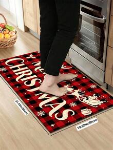 1/2pcs Christmas Kitchen Decor Rugs, Winter Kitchen Mats And Pads, Non-Slip Washable Absorbent Kitchen Accessories Decorative Floor Mat, Christmas Holiday Gift! - Multicolor - View 13