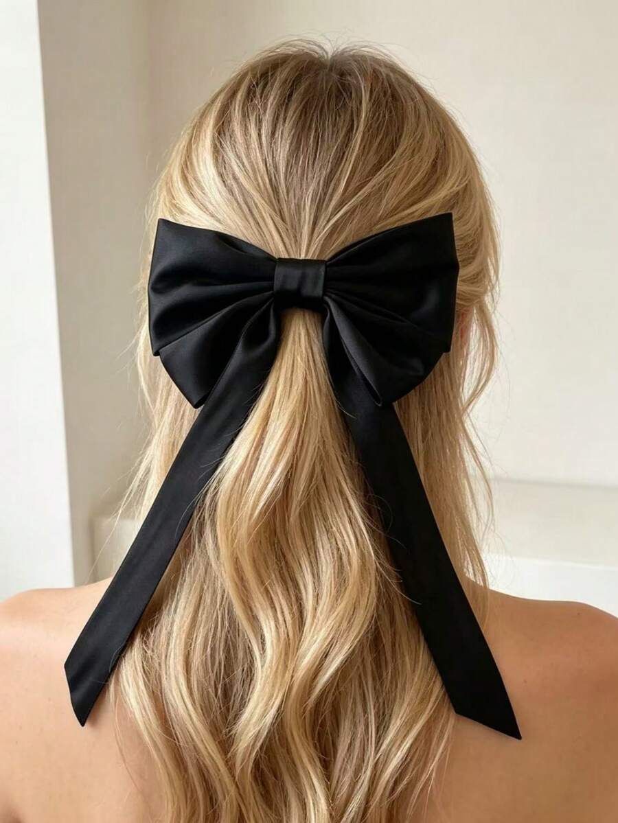 1 buah Jepit Rambut Musim Semi Elegan Model Pita Baru untuk Wanita - Hitam - View 1
