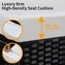 AYAYM Garden Furniture Set With Cushions, Convertible L‑Shaped Outdoor Rattan Sofa Set With Storage Box & Glass Coffee Table For Patio Conservatory Garden, Black & White - 4‑seater Sofa With Coffee Table & Storage Box - View 4