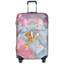 Marble Gradient Background Cute Teddy Bear Letter Luggage Suitcase Cover, Elastic Stretch Luggage Protector Sleeve, Scratch-Resistant Dust-Proof Reusable Travel Accessory - Multicolor - View 96