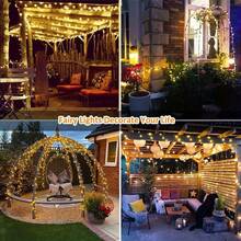 1pc Solar Powered Copper Wire String Lights, Outdoor Patio Party Lawn Camping Garden Christmas Lights - Solar Copper Wire Lights - View 4