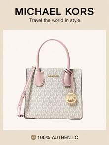 Michael Kors Mercer Medium Pebbled Leather Crossbody Bag - Rice Pink - View 1