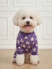 LUCKIE PAL 1pc Halloween Cute Goose Witch Ghost Print Pattern Cat Dog Polyester Four-Legged Pajamas, Elastic Soft Comfortable Warm Pet Cat Dog Suitable For Indoor Outdoor Autumn Winter - Multicolor - View 3