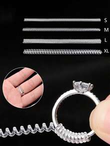 Transparent Invisible Ring, Small Size, Comes With Multi-Functional Transparent Ring Adjustment Tool. The Ring Is Made Of Elastic Material, And The Size Can Be Adjusted By Spring Wire Winding. Multiple Sizes Fit Different Ring Shapes And Styles, Preventing The Ring From Slipping Off. - Transparent - View 1
