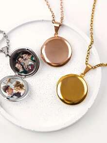 Personalized Photo Necklace, Customized Round Photo Frame Pendant Necklace, Customized 1-2 Photo Pendant Necklace, Halloween Gift, Women's Necklace, Anniversary Gift - Multicolor - View 7