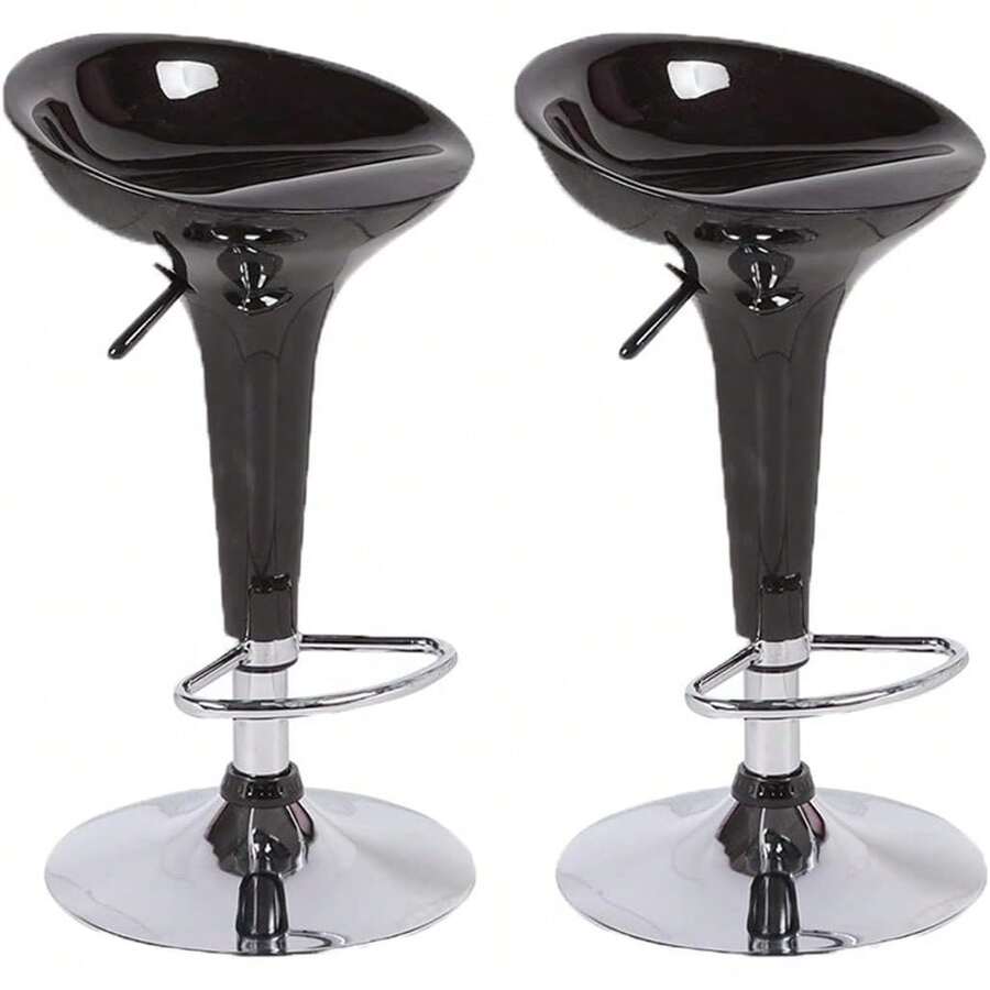 Set de 2 Bancos para Barra Redondos, Altura Ajustable, Color Negro - Negro - Ver 1