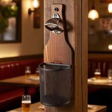1PC Decorative Wall-Mounted Wooden Bottle Opener With Cap Catcher, Rustic Ornament For Bar, Bistro, Cafe, Outdoor Garden Wall Use - View 7