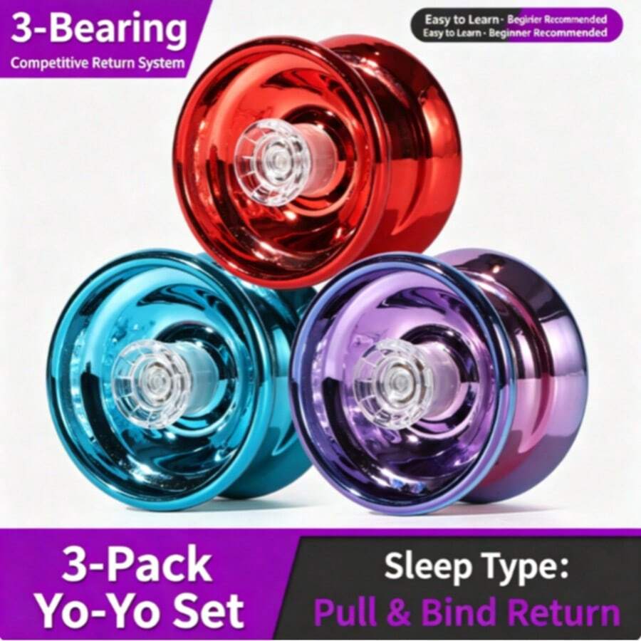 1pc-High Grade Alloy Yo-Yo Responsive Sleep Yoyo, 3-Bearing Competitive Yoyo Ball, Auto Pull Return UU YoYo For Beginner String Stunt Performance