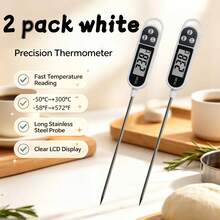 1PC/2PCS Stainless Steel Digital Food Thermometer With Long Probe For BBQ, Milk Powder And Room Temperature Measurement - With LCD Display, Battery Included, Food Thermometer - Multicolor - View 15