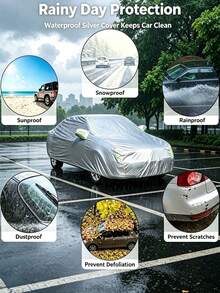 Universal Car Cover All-Weather Protection, Thickened 190T Oxford Cloth /PEVA/Waterproof Dust-Proof Sunshade Cover Suitable For Sedan SUV, 8 Sizes Available, Silver - Multicolor - View 5