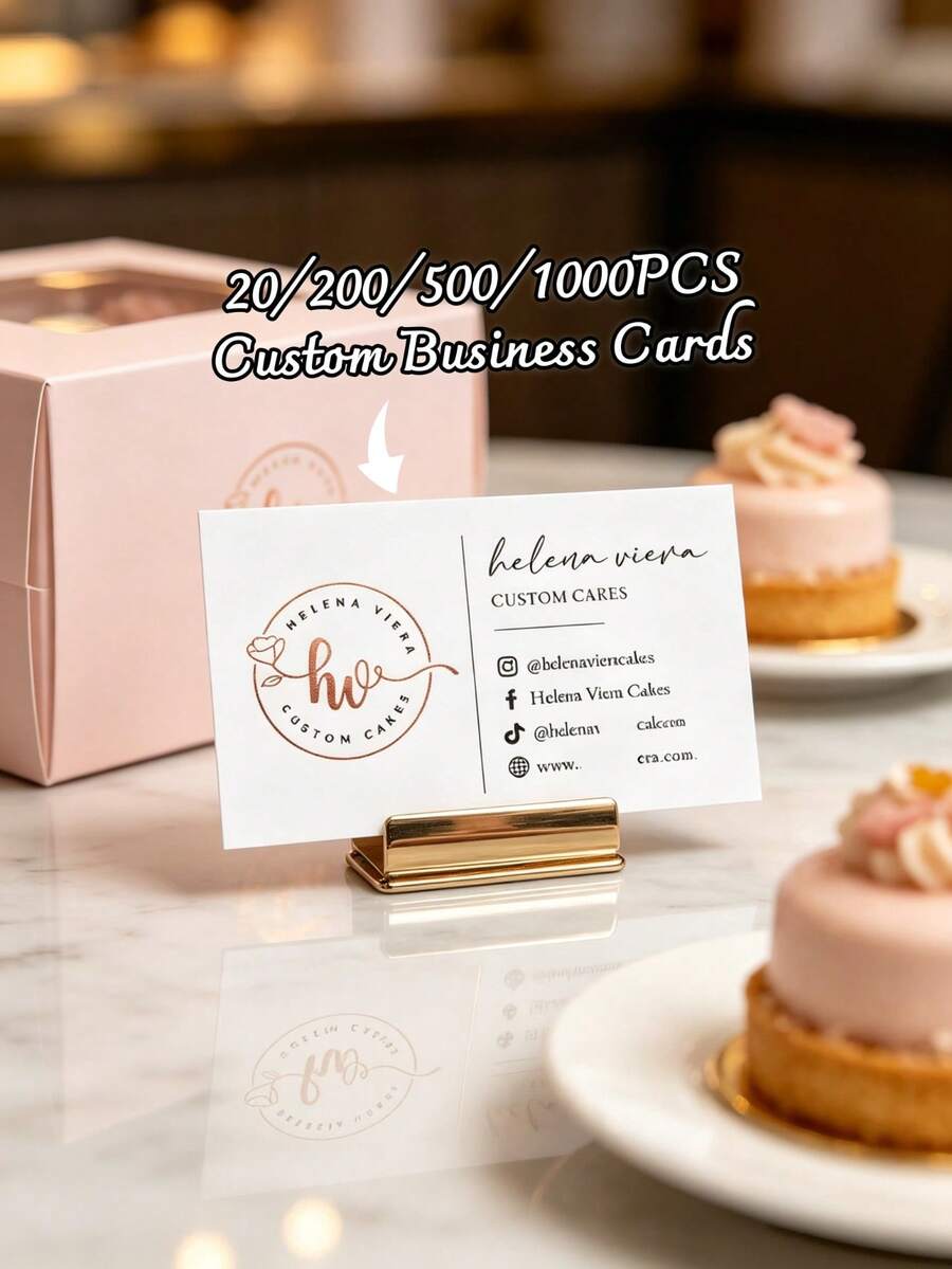 20/200/500/1000pcs Customized Business Cards, Personalized Full Color Logo/Photo/Design Card Printing, Suitable For Small Business, Office, Corporate Marketing Identity Cards, Trade Show Company Advertising Materials, Christmas, Special Occasions - Multicolor - View 1