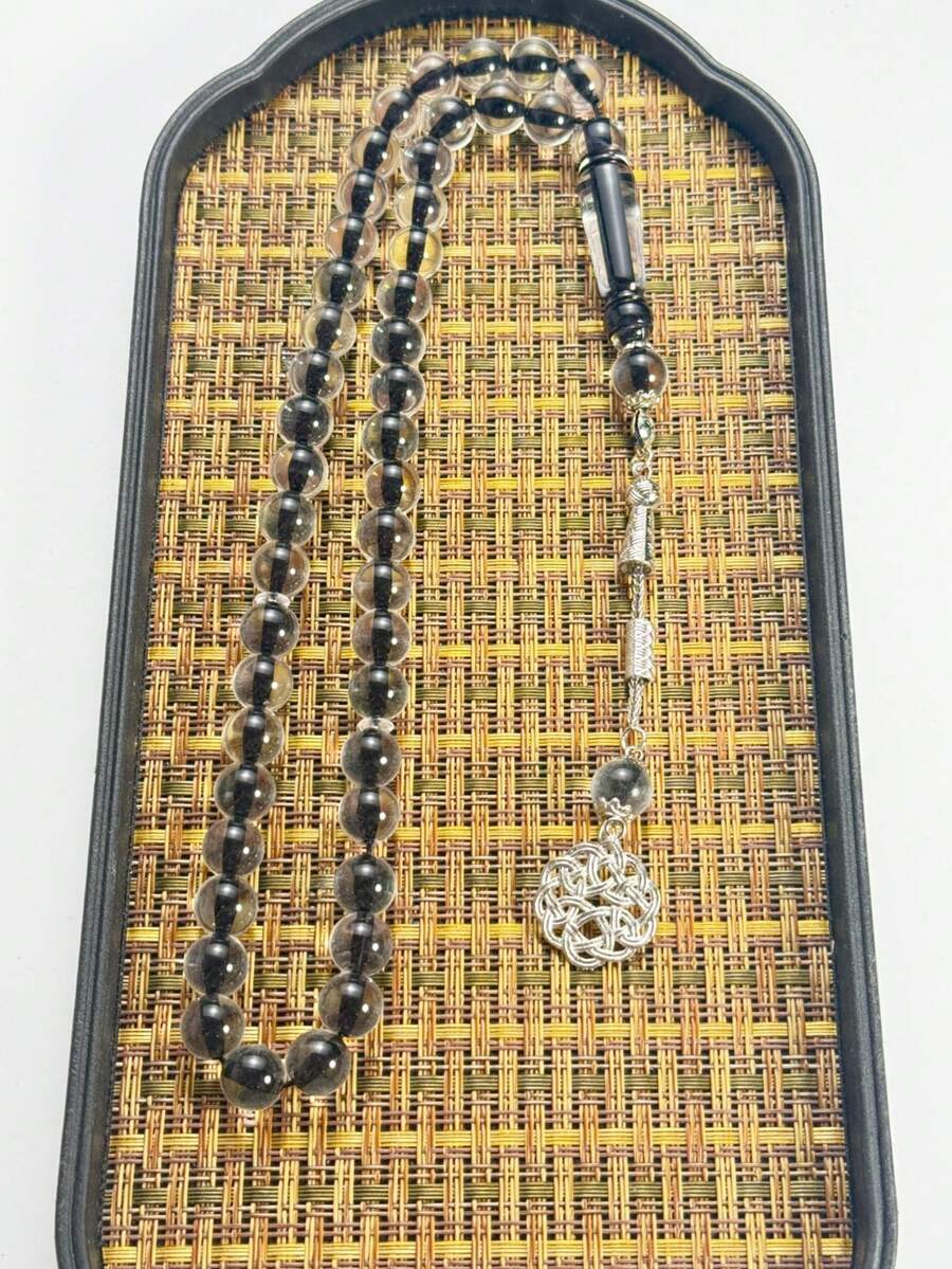 High Transparency Glass Texture 45 Beads Muslim Prayer Beads Tasbih Islamic Prayer String Beads Middle East Vintage Woven Pattern Metal Pendant Portable Religious Gift - Multicolor - View 1