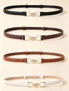 4pcs Women's Adjustable Minimalist Western Style Belts, Suitable For Daily Wear, Summer, Autumn School, Halloween And Other Occasions - Multicolor - View 1