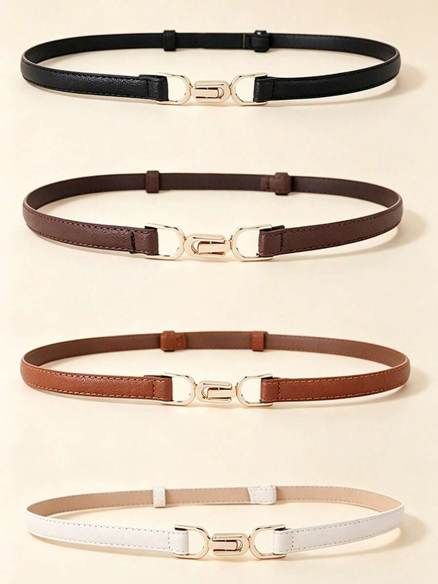 4pcs Women's Adjustable Minimalist Western Style Belts, Suitable For Daily Wear, Summer, Autumn School, Halloween And Other Occasions - Multicolor - View 1