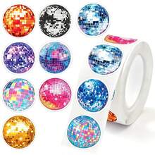 500pcs/Roll 1 Inch Disco Ball Stickers, Colorful Disco Ball Stickers For Stationery, Pencil, Backpack, Skateboard Decoration, Teacher Training, Graffiti Label Stickers, Cake Baking, Envelope, Gift Box Sealing Stickers, Used For Crafts, Scrapbook, Journal, Scrapbook, Envelope Decoration And Sealing Stickers - Multicolor - View 7