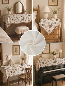 1pc Christmas Winter Minimalist Pine Branch Berry Pine Cone Pattern Polyester Cotton Lace Tablecloth, Stain-Resistant With Tassel Fringe, Suitable For Square/Round Tables, Kitchen, Dining Table, Coffee Table, TV Stand, Entryway, Party Holiday Decor, Home Decor, Christmas Gathering - Multicolor - View 9