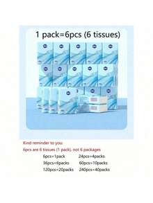 20 Pack Total 120 Lembar (6 lembar/pack) Tisu Sapu Tangan Portabel/Tisu Wajah Mini Saku Cocok untuk Pelajar dan Perjalanan - saputangan - View 2