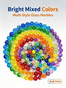 30/60/100pcs 1.6cm Colorful Transparent Glass Beads, Bouncy Marbles - Multicolor - View 8