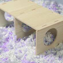 Hamster Wooden Hideout House, Waterproof Chew-Resistant Reed Wood Villa For Golden Hamsters, DIY Assembly Pet Furniture - Wood Color - View 2