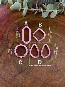 Polymer Clay Cutters, Scalloped Rectangle Diamond Teardrop Shapes, DIY Earring Pendant Handmade Floral Jewelry Making Craft Tools - Pink - View 13