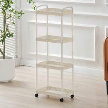1pc Plastic Rolling Storage Cart With 360° Swivel Wheels, Easy Assembly, Waterproof And Durable, Suitable For Bathroom, Bedroom Storage, Tea Set Storage, Modern Storage Cart, Durable Plastic Storage Rack, Bathroom Storage Organizer - Multicolor - View 14