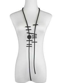 MARLIWOO 1pc Long Minimalist Daily Commute Accessory Niche Exaggerated Gothic Subculture Party Necklace - Black - View 2