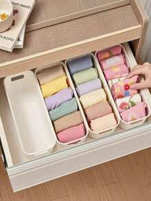 5/8/12 Portable Storage Baskets - Suitable For Office Supplies, Accessories, Cosmetics, Socks, Underwear, Etc. Fashionable And Durable Stackable Storage Boxes - Space-Saving Drawer Organizers, Home Storage Boxes And Storage Containers. - White - View 7