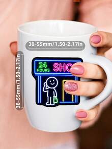 50Pcs Glowing World Of Little People Stickers, Black Background Neon Fluorescent Texture, Fun Patterns Of Glowing Little People, Guitars And Bicycles, For Laptop, Helmet, Pencil Case, Suitcase, Locker, Photo Album, Guitar, E-Bike Shell Decor - Multicolor - View 5
