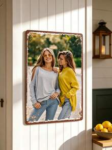 Custom Photo Metal Sign, Personalized Wall Decor Plaque, Custom Metal Tin Photo Wall Art Home Decor, Suitable For Bar, Cafe, Office, Vintage Metal Sign, Wedding Use, Retro Rusty Style, Home Or Outdoor Use, Can Add Photo And Text, 20*30 Cm - Multicolor - View 7