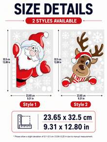 SUPSTICKER 1 Set Stiker Dinding Natal, Stiker Liburan Transparan Santa & Rusa Kutub, 2 Gaya, Dekorasi Rumah Meriah untuk Dinding, Jendela, Pintu & Furnitur - 1PC - View 3