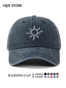 1pc Fun Pattern Print Design Baseball Cap With Sun Print, Lightweight Comfortable Adjustable UV Protection Multi-Function Baseball Cap, Vintage Washed Hat, Unisex Baseball Cap, Suitable For Daily Wear, Commuting, Outdoor Activities And More - A - View 9