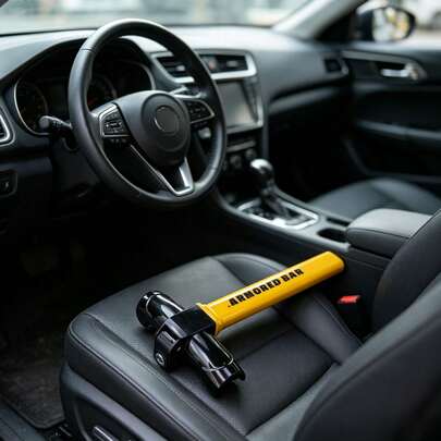 Carbon Steel Build, Easy Use Quick Lock, Universal Car Steering Wheel Lock Rotary Auto Lock,Universal Car Steering Wheel Lock - Heavy Duty Anti-Theft Vehicle Security Lock, Easy To Use & Adjustable
