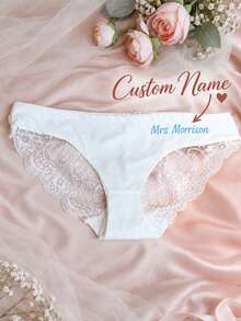 Personalized Underwear, Customized Sexy Bridal Lingerie Party Gift, Personalized White Lace Bridal Thong, Suitable For Valentine's Day, Wedding Lingerie Party - Multicolor - View 7