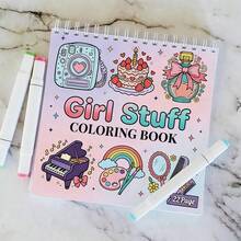 1 Pc Girl Stuff Coloring Spiral Book, Stress Relief Book, Bold And Easy Coloring Book For Adults, 22 Unique Colored Pages, Intricate Patterns To Help Reduce Stress And Relax, Perfect For Birthday Christmas - Single Piece - View 6