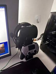 Universal Game Controller & Headphone Stand 3-In-1 Game Controller Holder Space-Saving Desktop Organizer Headphone Storage Rack For Hardcore Gamers Casual Users Setup Storage Shelf Desk Accessaries Game Accessory Gaming Room Decor - Multicolor - View 11