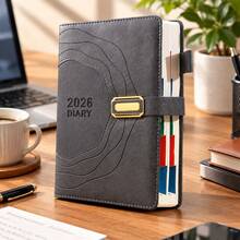 1pc 2026 Daily & Monthly Planner, 100GSM Thick Inner Pages, Hardcover, Professional Time Management Journal, New Year Autumn Winter Goal Tracking, Holiday Efficient Gift - One Size Fits All - View 3